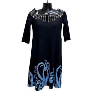 Banjo & Cake Dress L Blk Rockabilly Pinup Sailor Tentacle Octopus Sailor Anchor